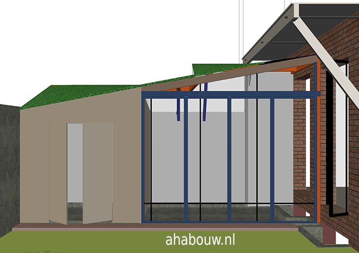 3D bouwtekening aanbouw vergunningsvrij